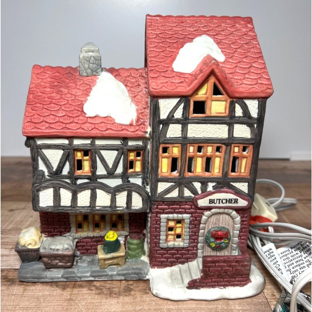 Vintage Holiday Time(Banbury Cottage Butcher) village Lights Up